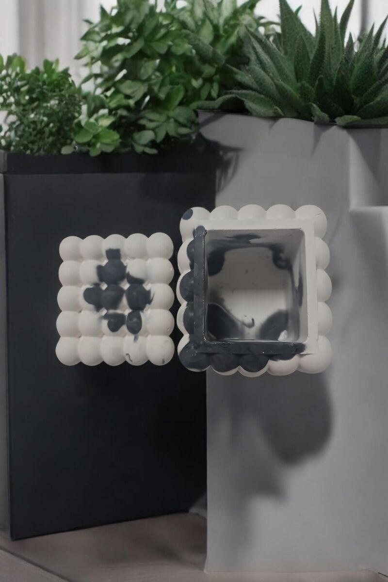 Beton Bubble Taş Dekor Siyah&Beyaz