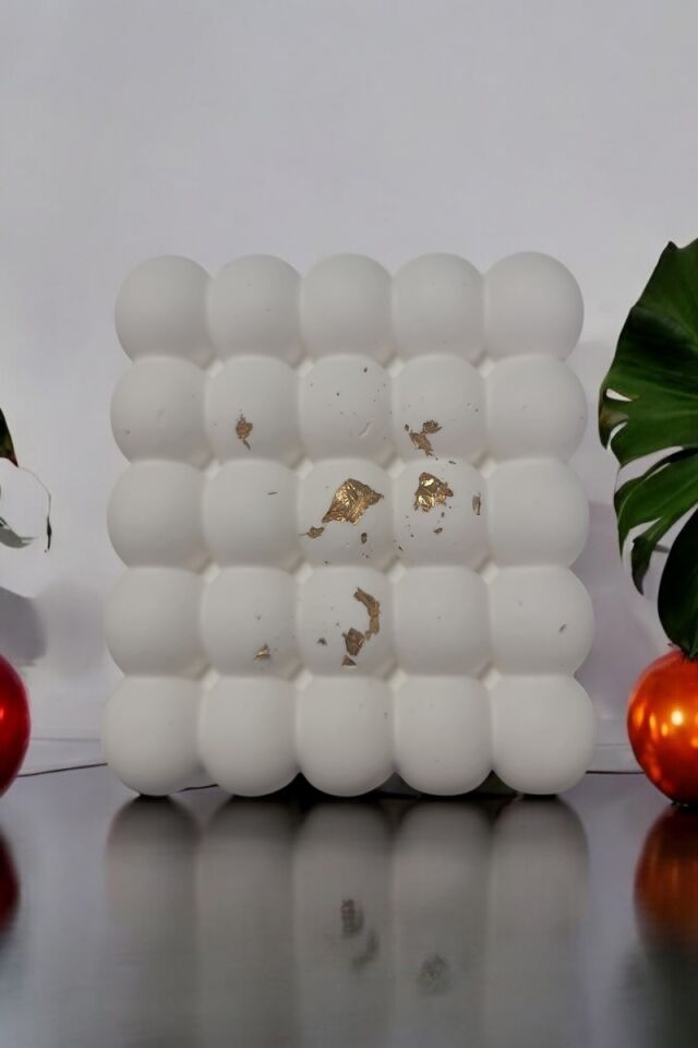 Beton Bubble Taş Dekor Beyaz&Gold