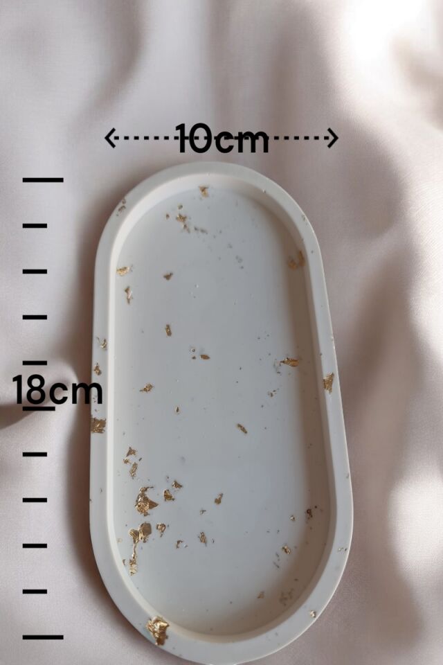 3lü Beton Oval Tepsi Seti Gold&Beyaz
