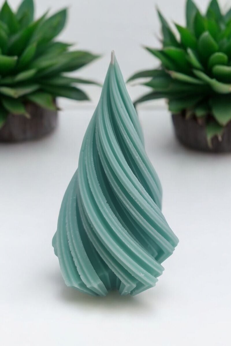 Spiral Uzun Su Yeşili Mum