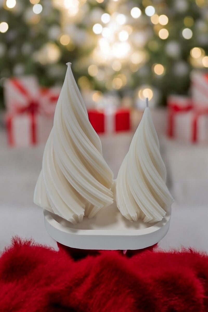 2li Spiral Beyaz Mum