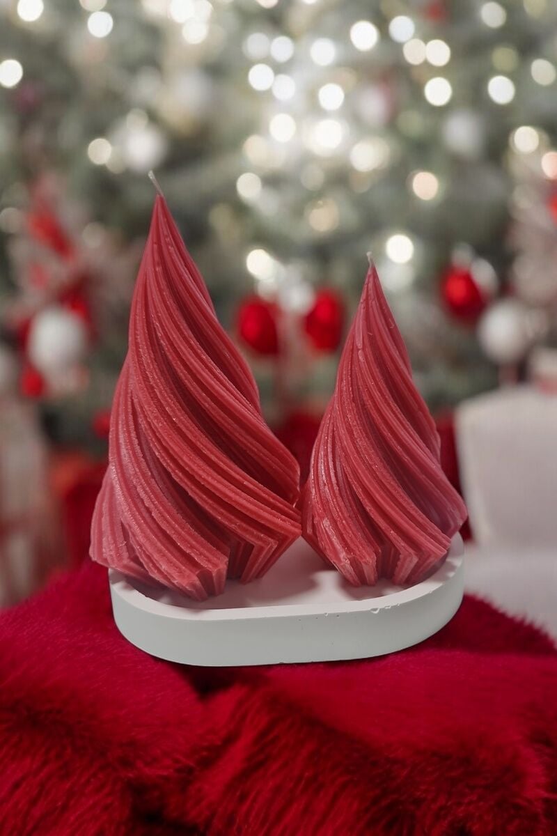 2li Spiral Kırmızı Mum