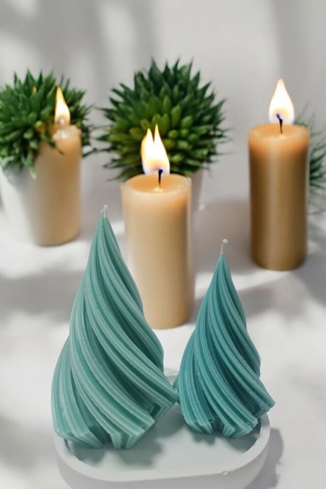 2li Spiral Su Yeşili Mum