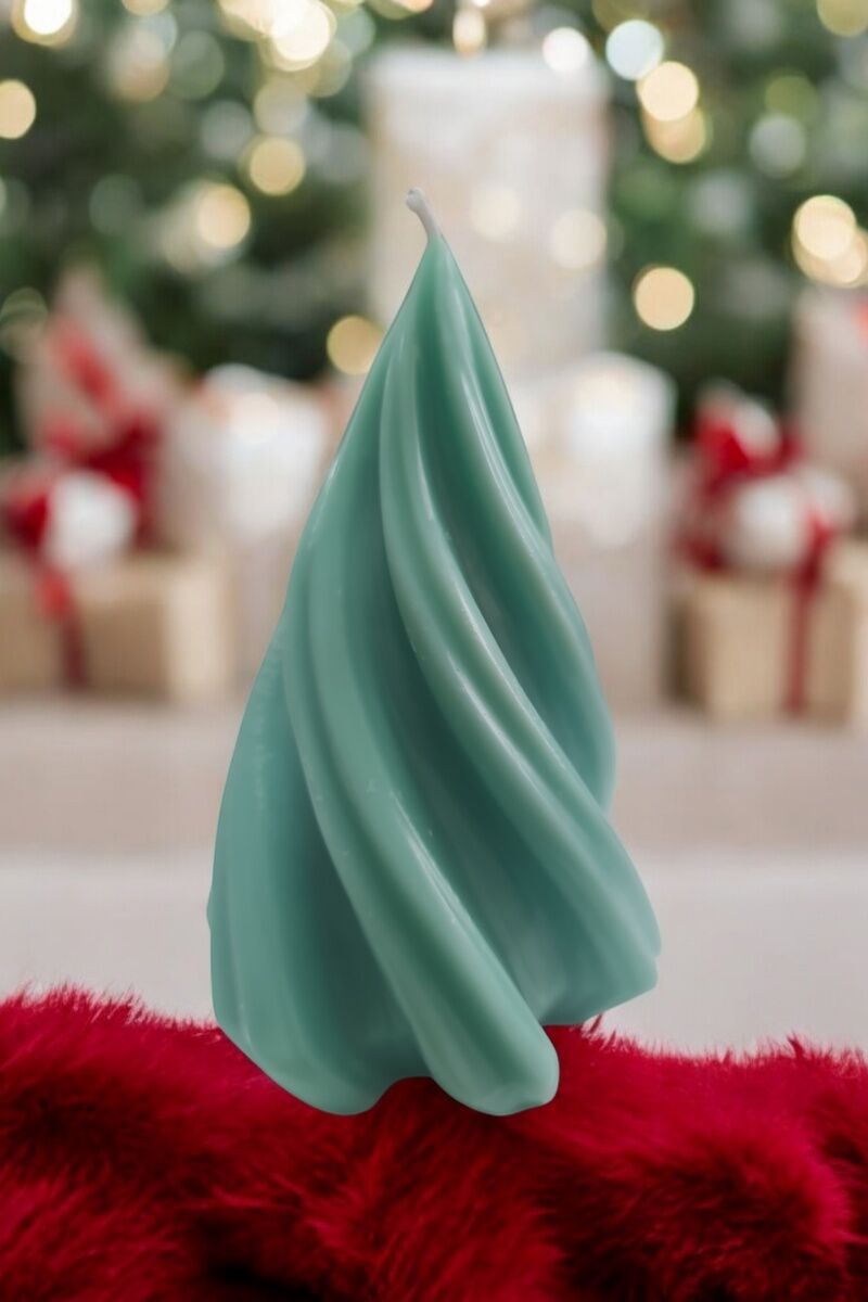 Spiral Kısa Su Yeşili Küçük Mum