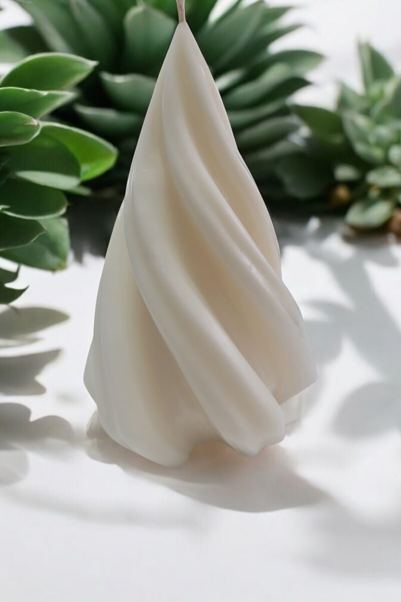 Spiral Kısa Beyaz Küçük Mum