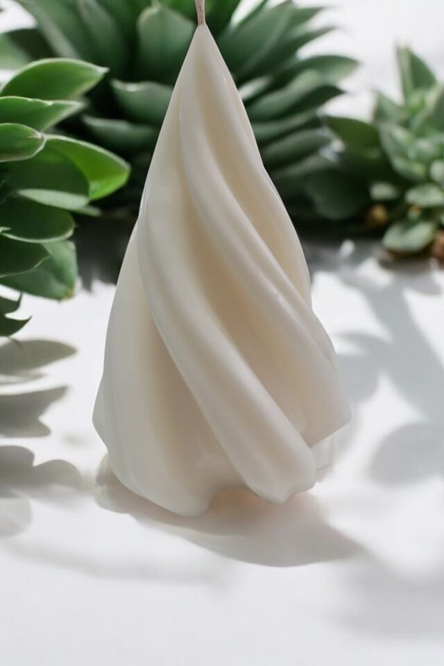 Spiral Kısa Beyaz Küçük Mum