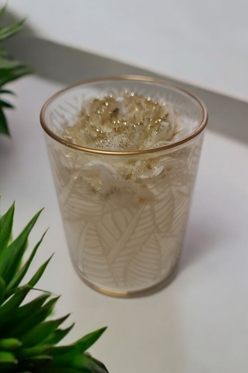 Bardak Gül Mum Gold&Beyaz