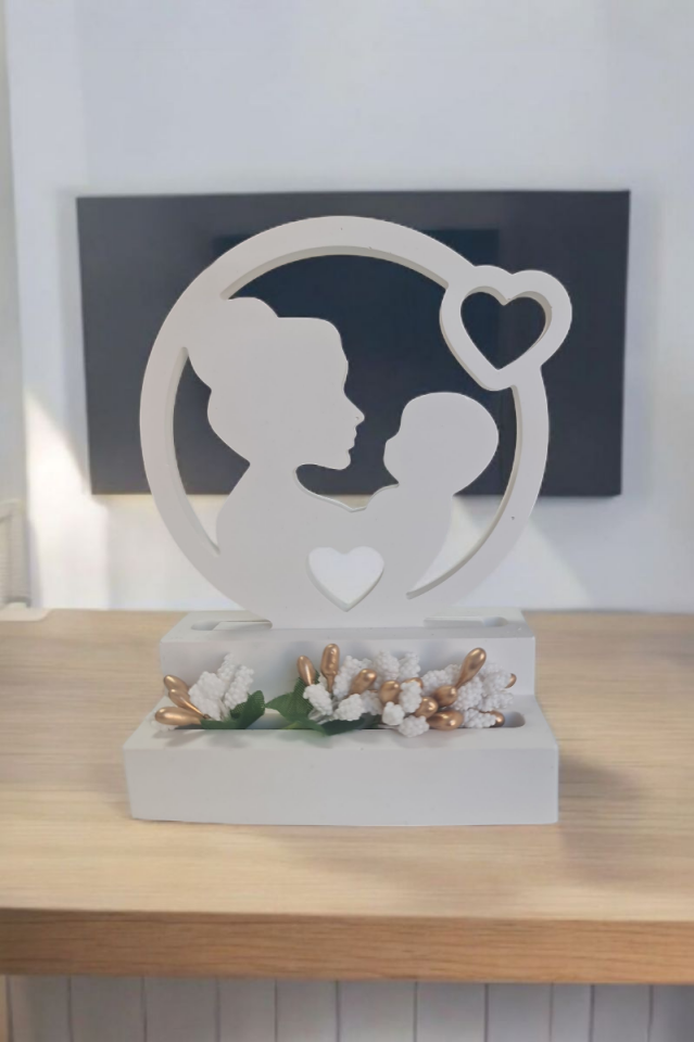 Kucaklaşan Anne Bebek Biblo Çiçekli