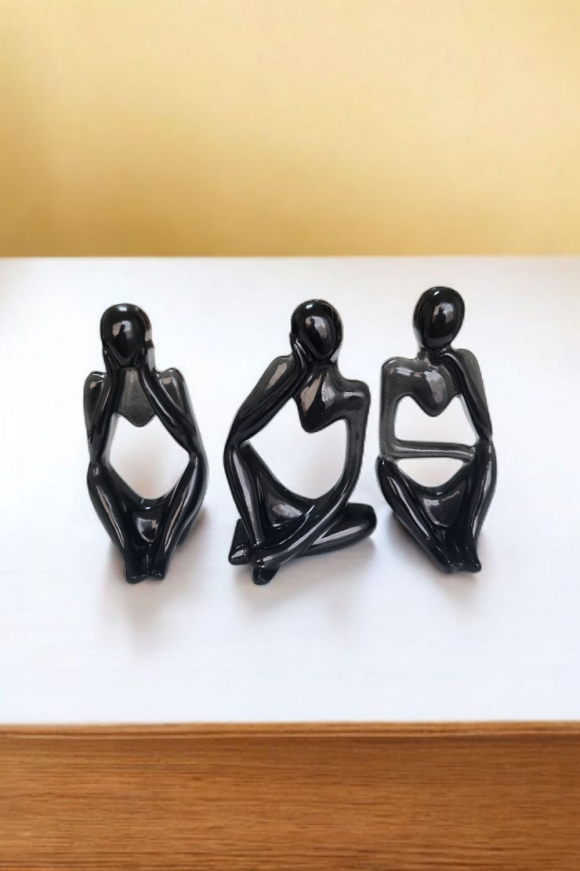 3lü Heykel Seti İnsan Figürlü Vücut Biblo