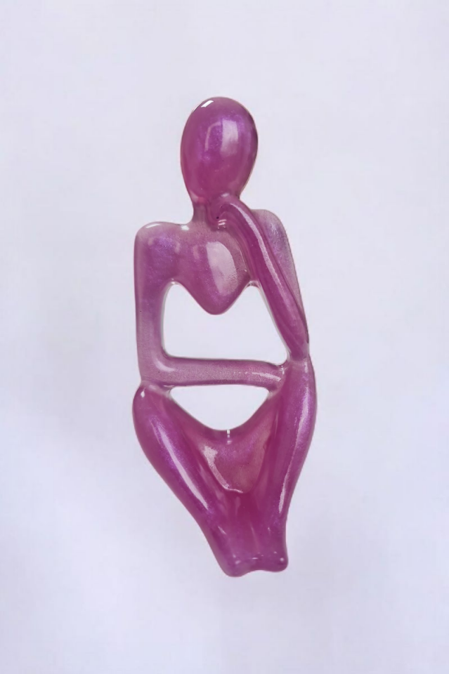 3lü Heykel Seti İnsan Figürlü Vücut Biblo Mor