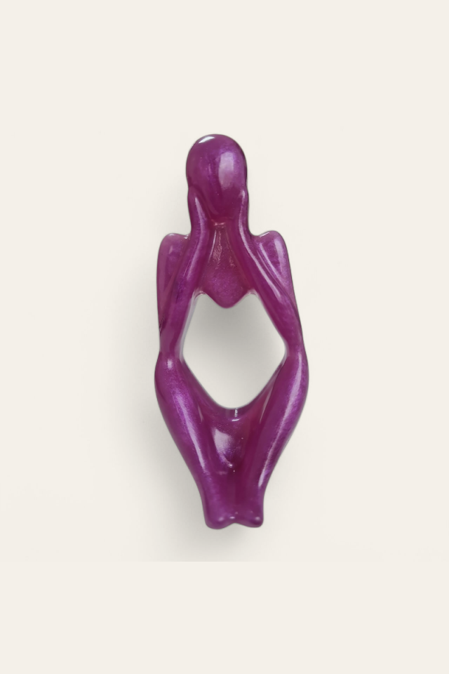 3lü Heykel Seti İnsan Figürlü Vücut Biblo Mor