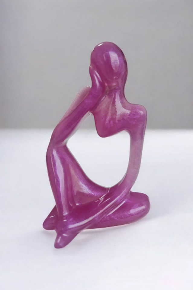 3lü Heykel Seti İnsan Figürlü Vücut Biblo Mor