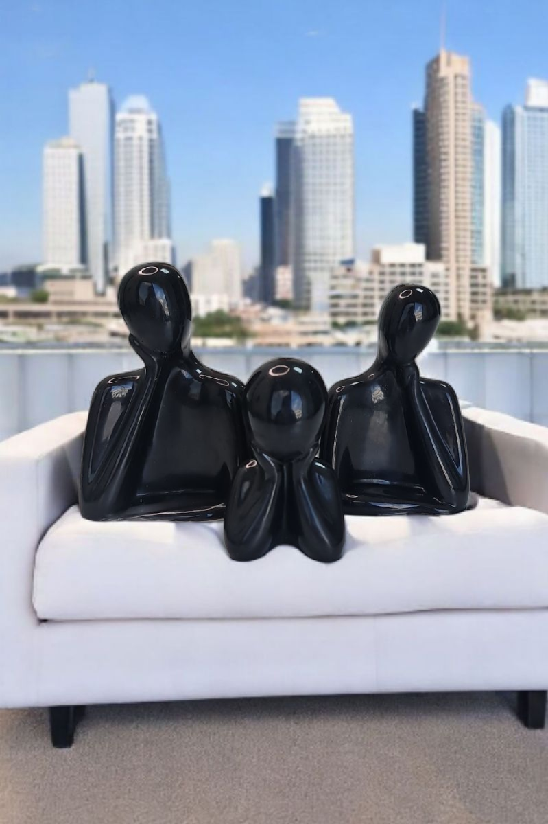 Anne Baba Cocuklar Biblo Epoksi Siyah