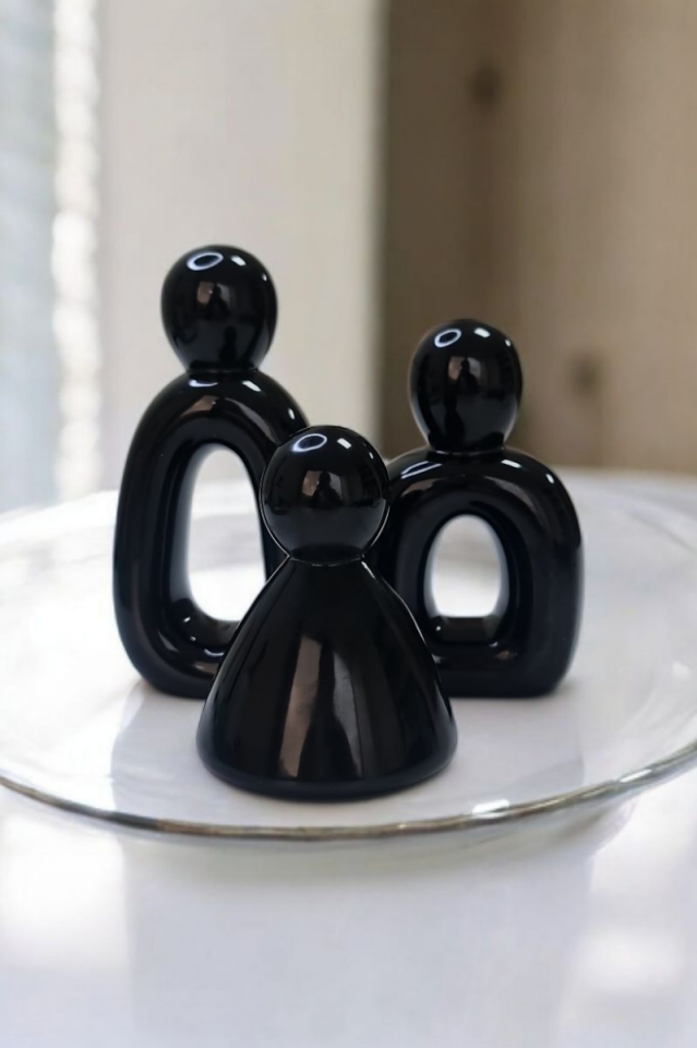 Soyut Aile Biblo Seti Epoksi Siyah