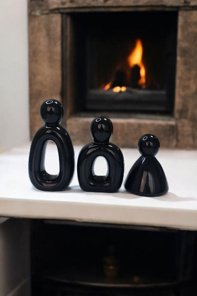 Soyut Aile Biblo Seti Epoksi Siyah