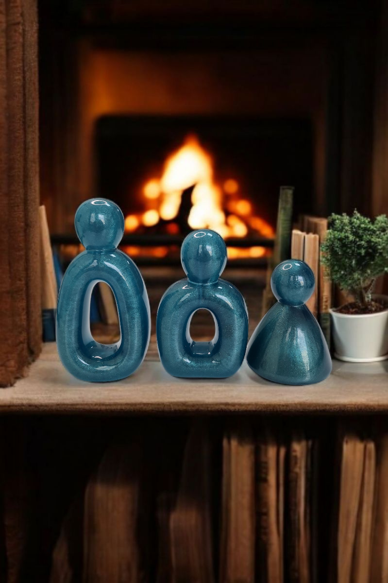 Soyut Aile Biblo Seti Epoksi Turkuaz