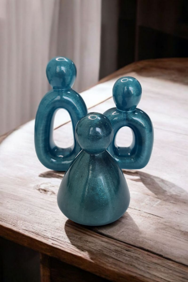 Soyut Aile Biblo Seti Epoksi Turkuaz