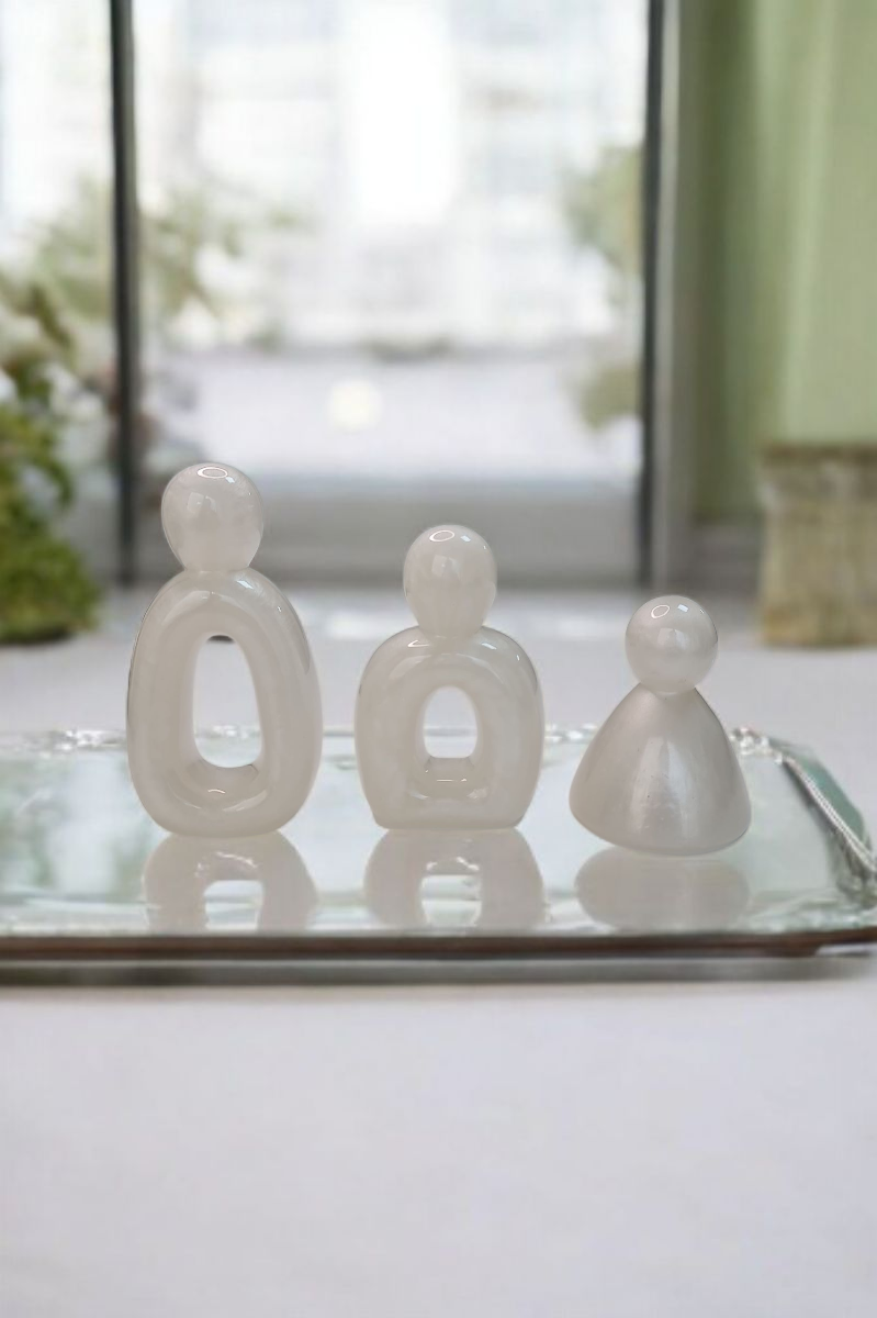 Soyut Aile Biblo Seti Epoksi Beyaz