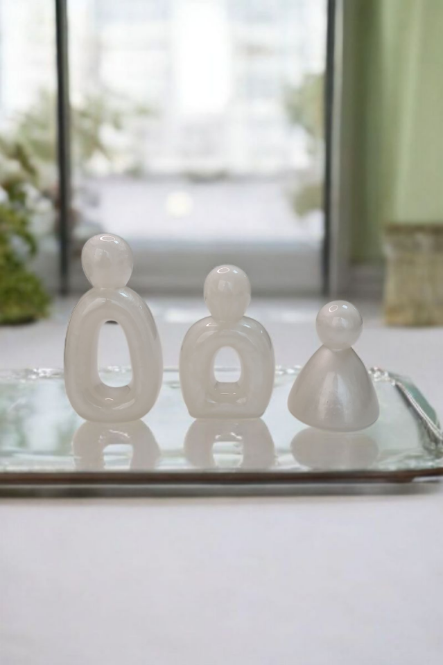 Soyut Aile Biblo Seti Epoksi Beyaz