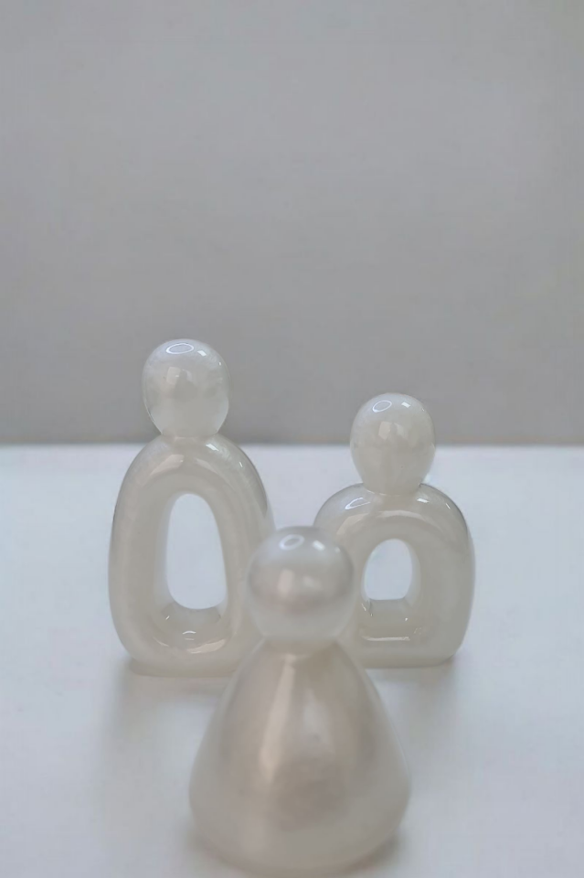 Soyut Aile Biblo Seti Epoksi Beyaz