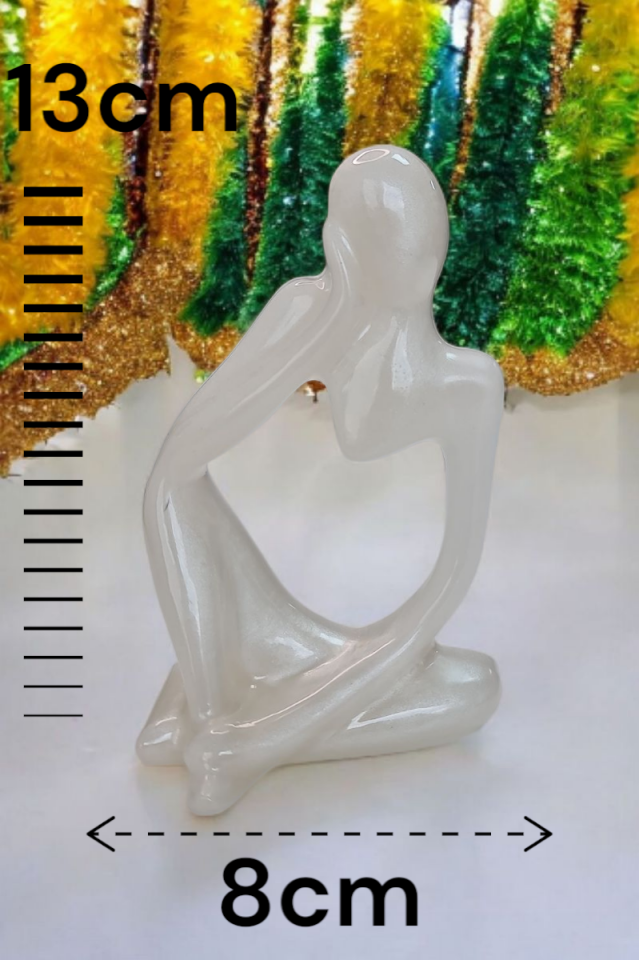 3lü Heykel Seti İnsan Figürlü Vücut Biblo Beyaz