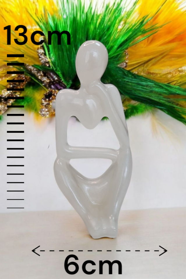 3lü Heykel Seti İnsan Figürlü Vücut Biblo Beyaz