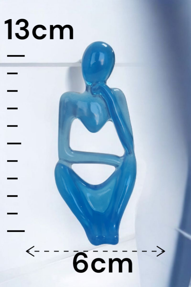 3lü Heykel Seti İnsan Figürlü Vücut Biblo Mavi