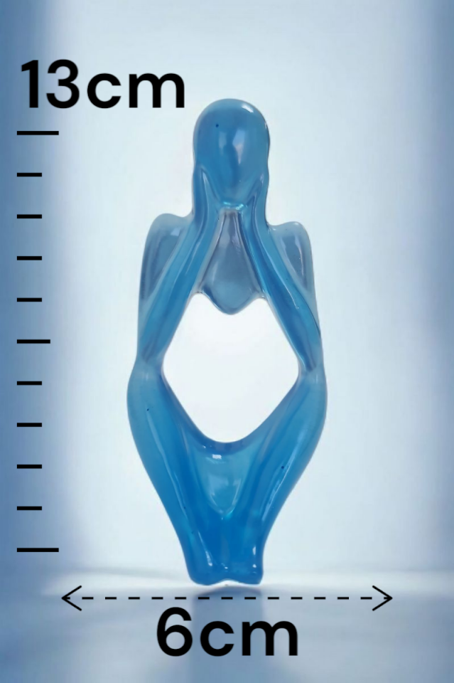 3lü Heykel Seti İnsan Figürlü Vücut Biblo Mavi