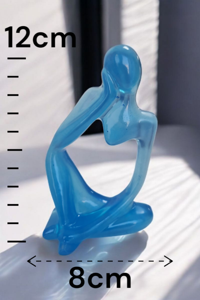 3lü Heykel Seti İnsan Figürlü Vücut Biblo Mavi