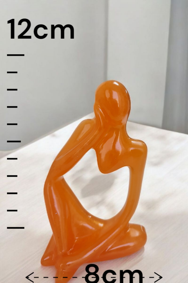 3lü Heykel Seti İnsan Figürlü Vücut Biblo Turuncu