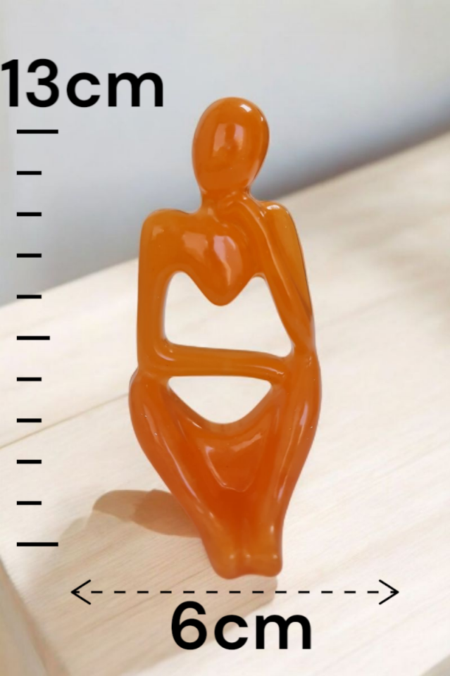 3lü Heykel Seti İnsan Figürlü Vücut Biblo Turuncu