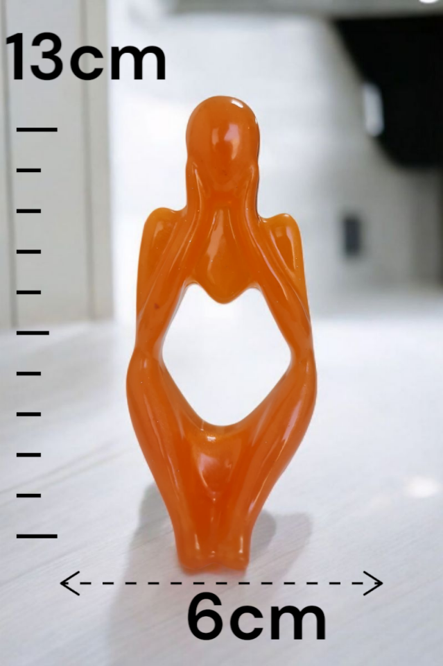 3lü Heykel Seti İnsan Figürlü Vücut Biblo Turuncu