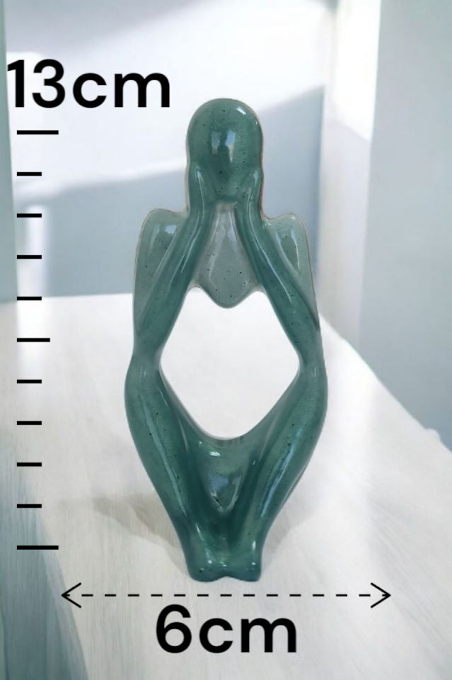 3lü Heykel Seti İnsan Figürlü Vücut Biblo Yeşil