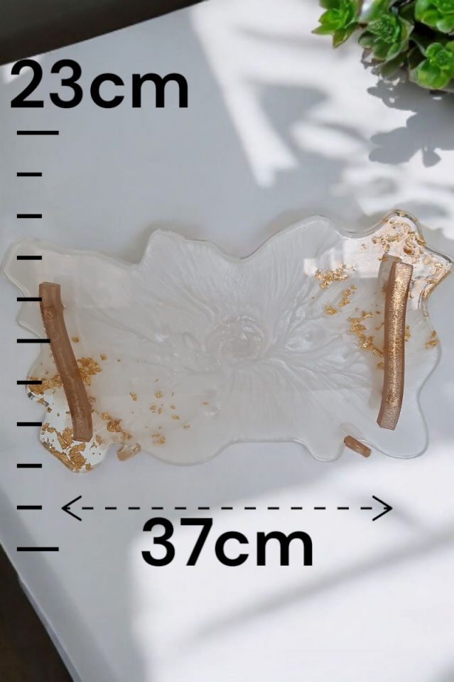 Epoksi Gold Beyaz Tepsi