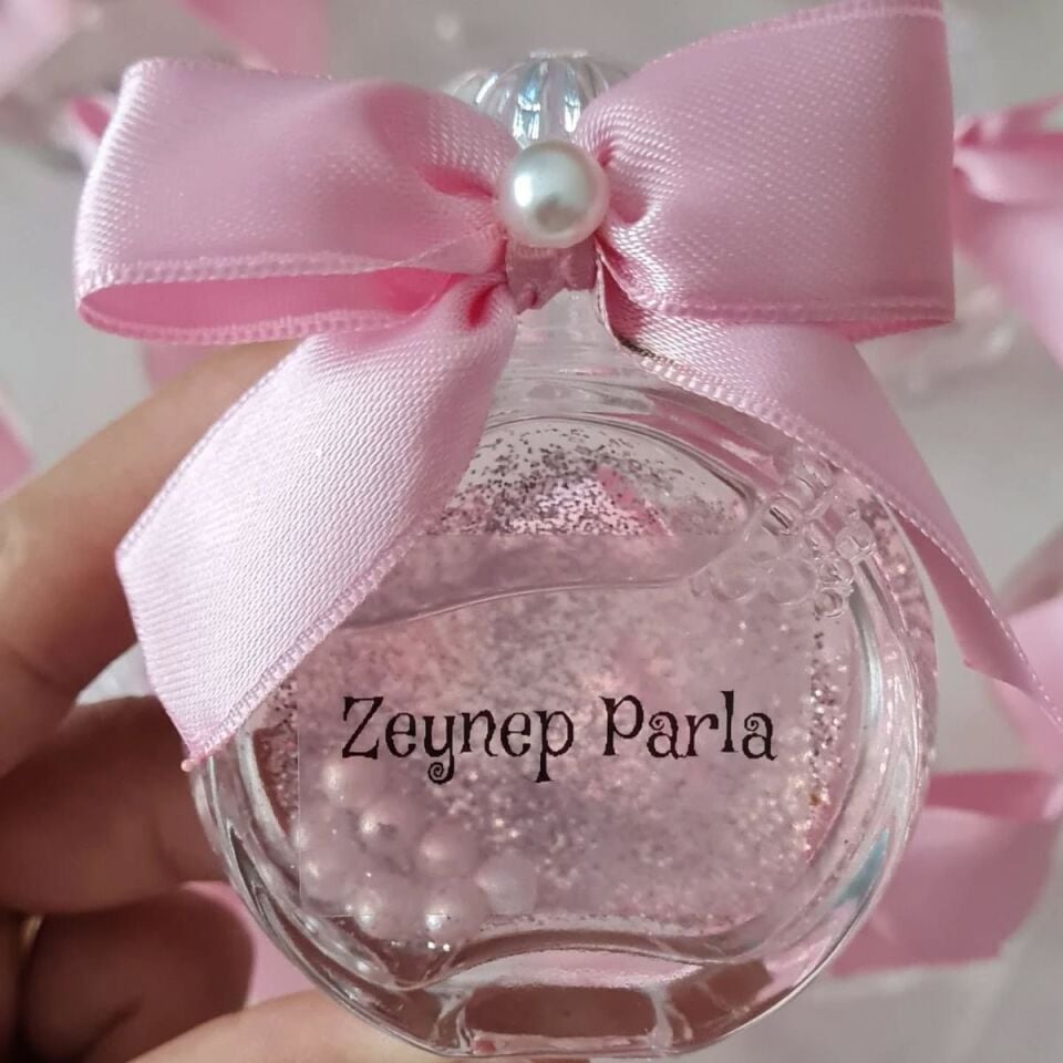 Pembe Simli Cam Şişe Kolonya