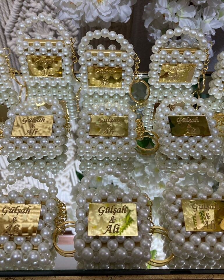 Mini İnci Hediyelik Çanta Anahtarlık