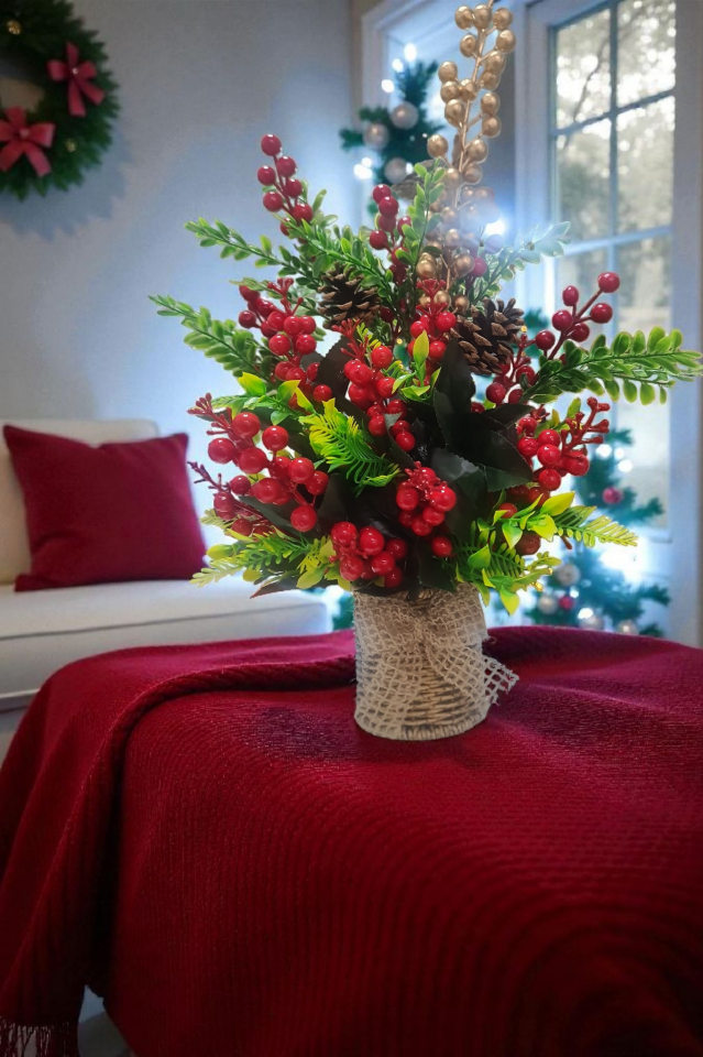 Hasır Sepette Kokina Aranjmanı | El Yapımı Yılbaşı Dekoru & Hediye Seçeneği