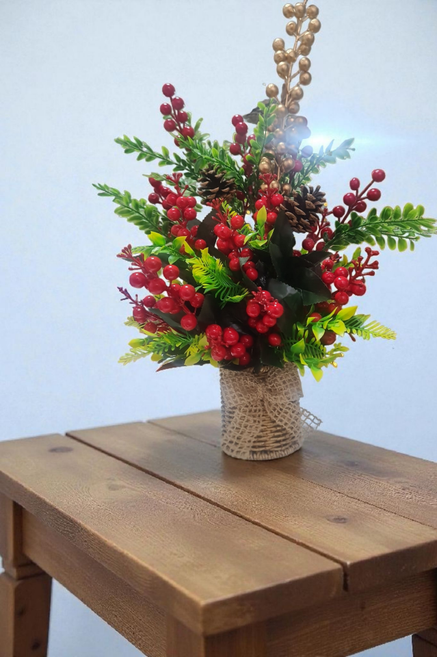 Hasır Sepette Kokina Aranjmanı | El Yapımı Yılbaşı Dekoru & Hediye Seçeneği