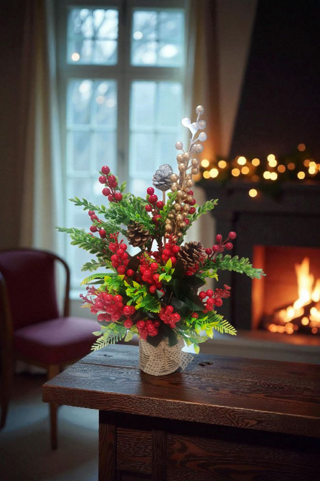Hasır Sepette Kokina Aranjmanı | El Yapımı Yılbaşı Dekoru & Hediye Seçeneği