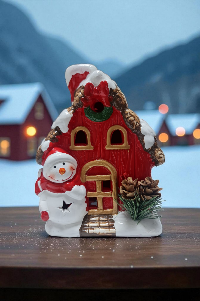 Premium Yeni Yıl Hediye Seti | Deri Saplı Özel Kutu – Noel Baba, Noel Evi ve Bardak