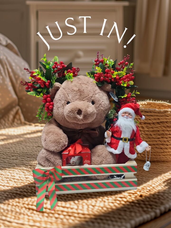 Deluxe Yılbaşı Hediye Seti – Jumbo Peluş Ayı & Noel Baba Figürlü Premium Kutu